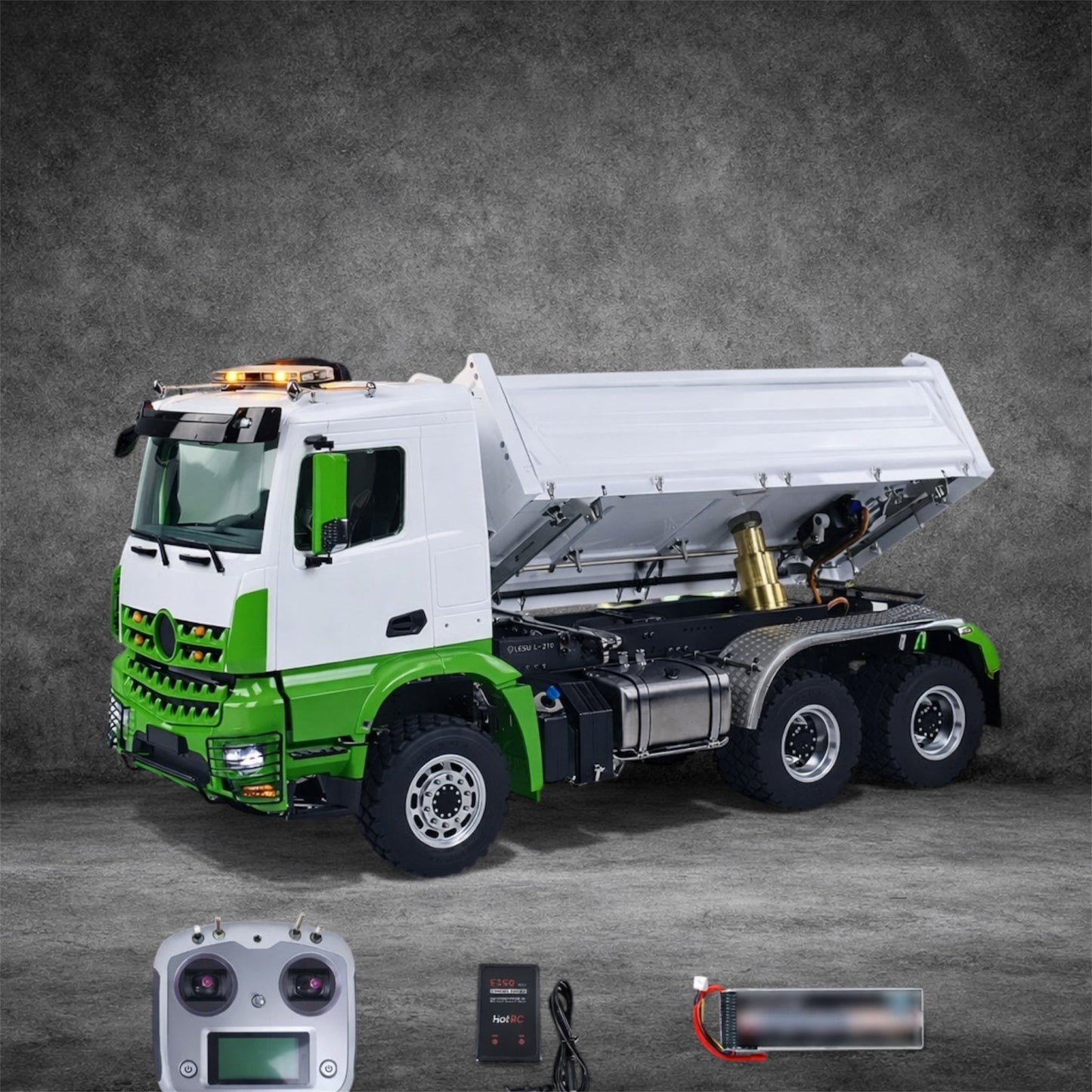 LESU Metal 1:14 RC Hydraulic Dump Truck 6x6 3-way Remote Control Tipper Cars