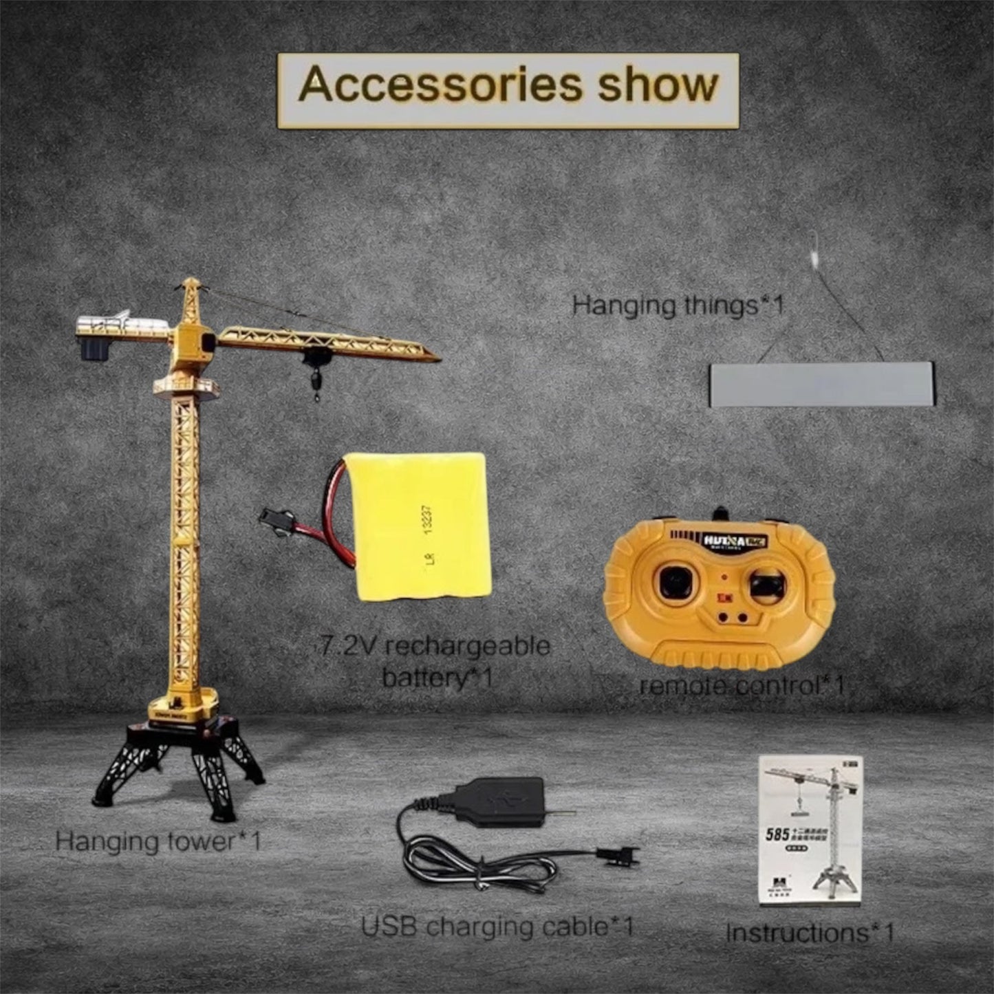 New Huina 1585 RC Tower Crane 12CH 1:14 Construction Machinery RTR Toy USA Stock